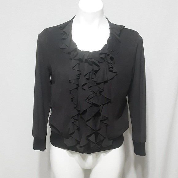 Alberto Makali Designer Vintage Top | Ruffle Collar | Zip Up | Size Medium - Picture 2 of 6